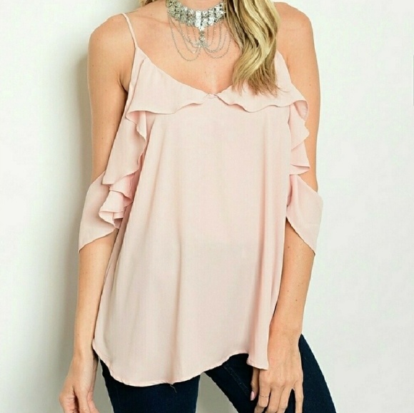NWT Threadzwear Blush Cold Shoulder Low Back Top - Picture 3 of 4